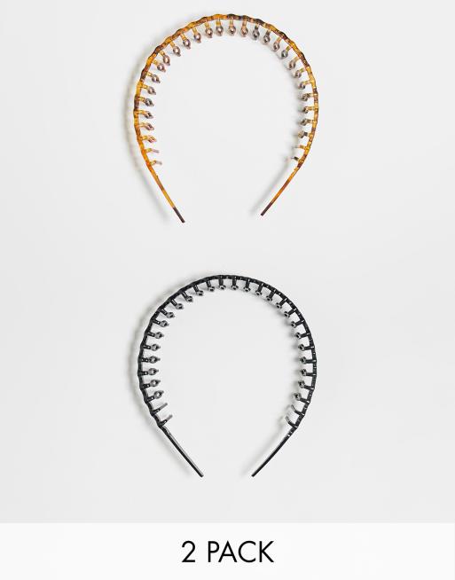 Pieces - Exclusives - Set van 2 kamhaarbanden in zwart en tortoise