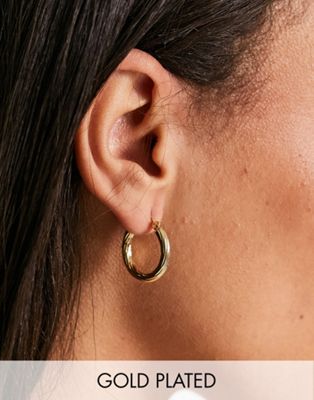 Pieces exclusive 18k plated vintage medium hoops in gold - ASOS Price Checker
