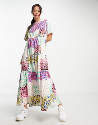 Pieces exclusive maxi dress in patchwork floral - ASOS Price Checker