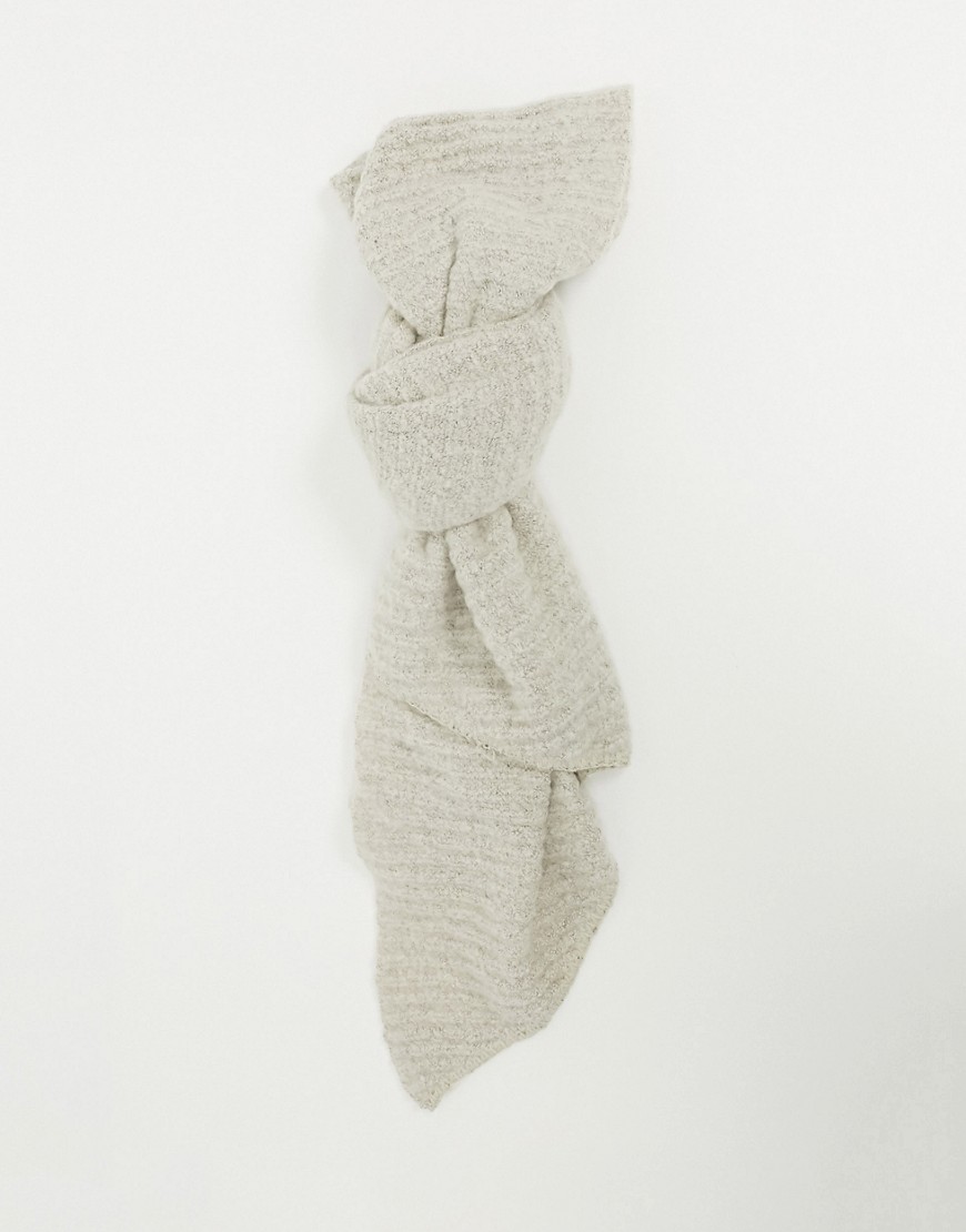 Pieces - Extra lange geribbelde sjaal in crème-Wit