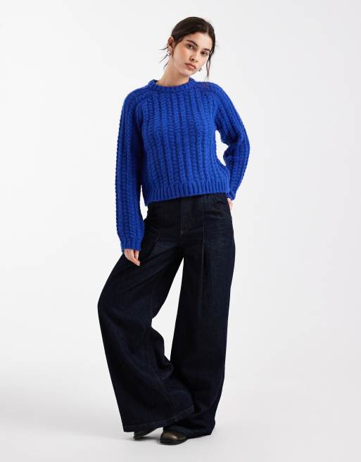 Pieces – Fakturowany dzianinowy sweter w ciemnoniebieskim kolorze , 3 z 4