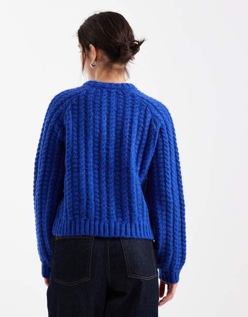 Pieces – Fakturowany dzianinowy sweter w ciemnoniebieskim kolorze , 4 z 4