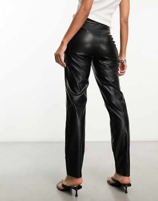 Pieces high waisted straight leg trousers in black