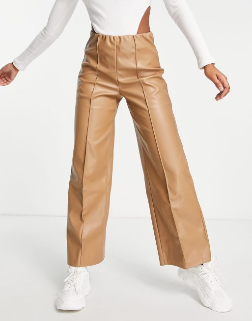 Camel leather trousers new arrivals