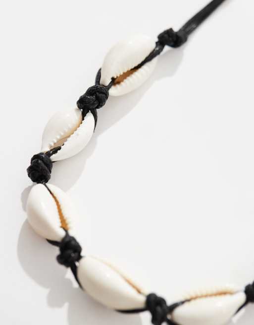 Pieces faux shell necklace in cream & black | ASOS
