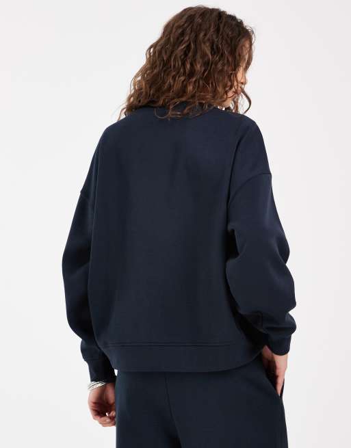 Pieces - Felpa oversize blu navy in coordinato, 4 di 4