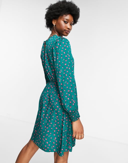 Pieces filippa long sleeve skater dress in all over floral print ASOS