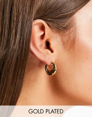 Pieces Fine 18k plated chunky hoop earrings in gold