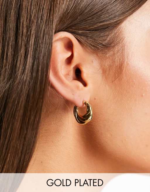 Pieces - Fine - 18k vergulde brede oorringen in goud