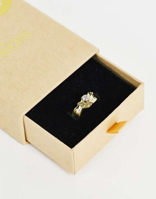 Pieces – Fine – Abgeschrägter, breiter Ring in beschichteter Gold-Optik