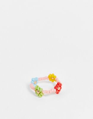 Pieces floral beaded ring in multi