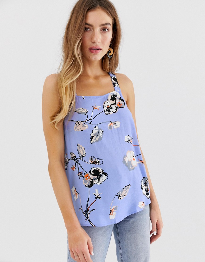 Pieces Floral Cami Top With Strap Detail-Multi