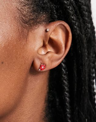 Pieces flower earring studs in red