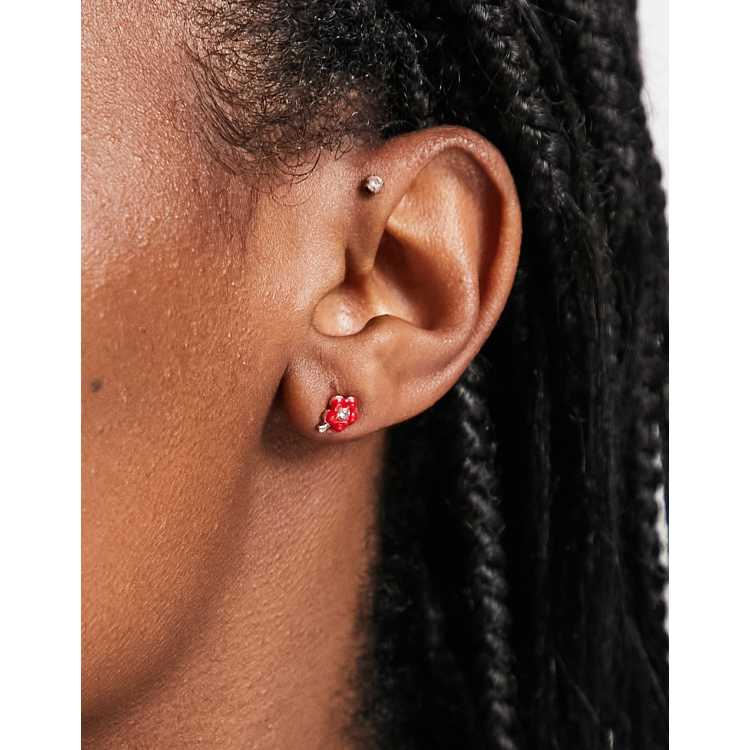 Red earrings online studs