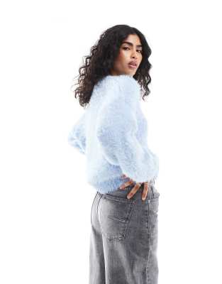Pieces Fluffy Sweater In Blue