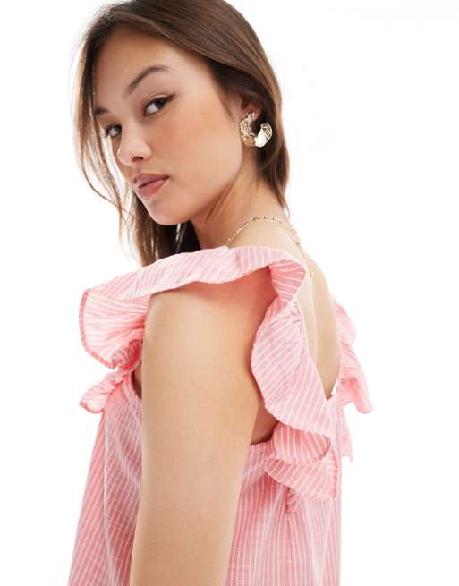 chinese dress ladies Hydrangea Tropical Block Print Flutter Strap Smocked Midi Dress  Sail to  Sable
