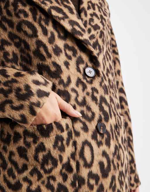 Pieces formal maxi coat in leopard print