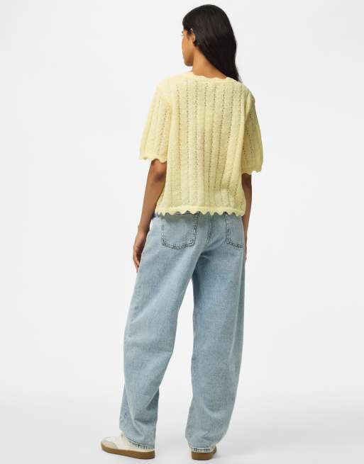 Pieces - Fransk vaniljefarvet strikket cardigan, 2 af 7
