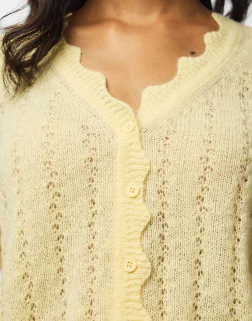 Pieces - Fransk vaniljefarvet strikket cardigan, 4 af 7