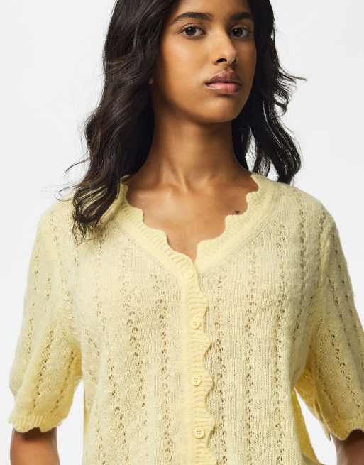 Pieces - Fransk vaniljefarvet strikket cardigan, 5 af 7