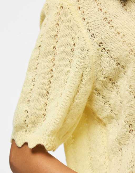 Pieces - Fransk vaniljefarvet strikket cardigan, 6 af 7