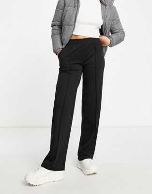 Pieces freya wide leg seam front trouser in black