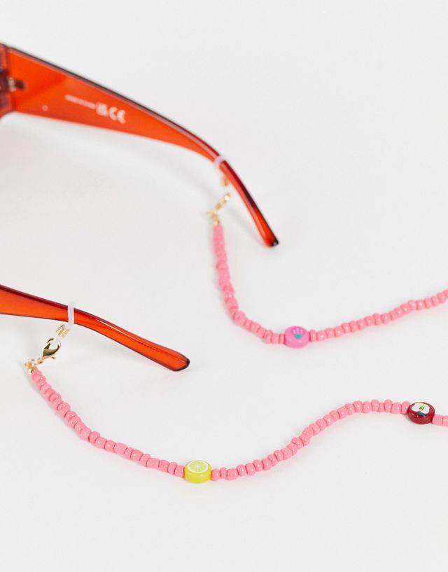 Pieces fruit charms sunglasses chain in pink