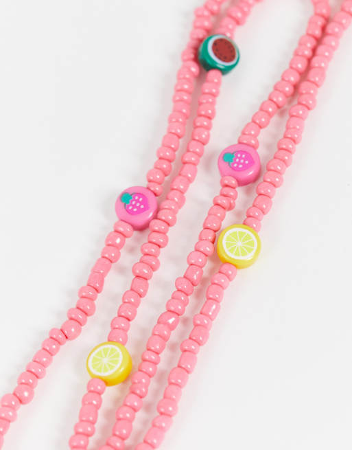 Pieces fruit charms sunglasses chain in pink, 4 of 4
