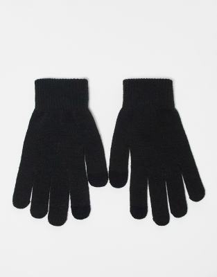 Pieces - Gants en maille avec bouts pour écran tactile - Noir