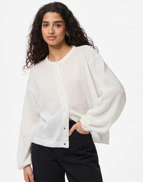 Pieces - Gebreid vest in cloud dancer - view 1