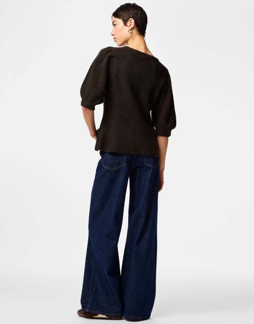 Pieces - Gebreid vest in donkerbruin, 2 van 7