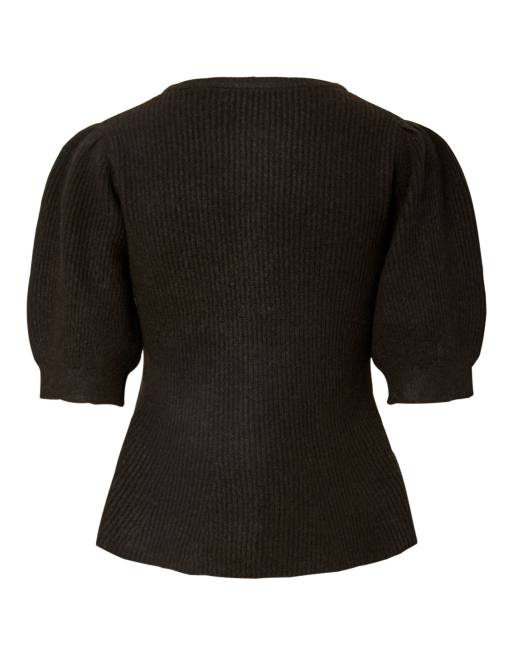 Pieces - Gebreid vest in donkerbruin, 7 van 7