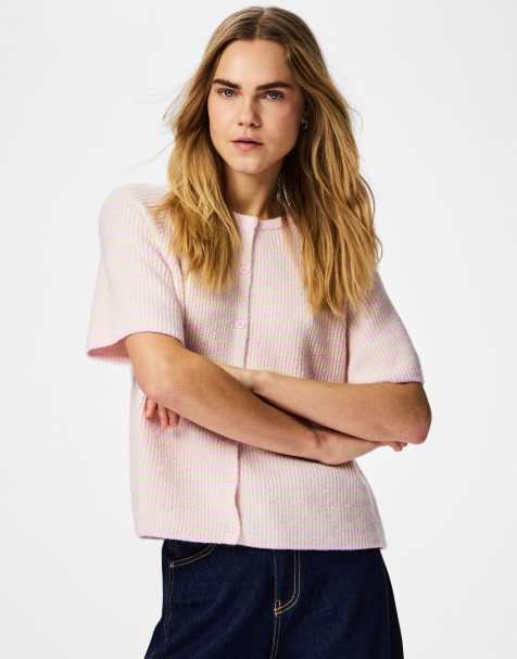 Pieces - Gebreid vest in roze - view 1