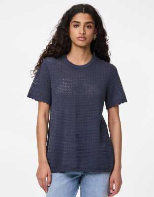 Pieces - Gebreide top in blauw