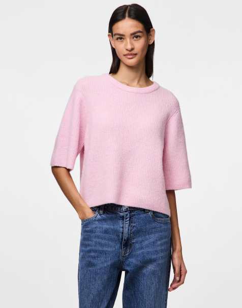 Pieces - Gebreide top in lepelaars roze - view 1