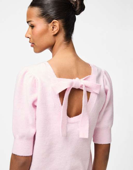 Pieces - Gebreide top in roze tule