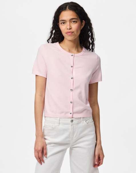 Pieces - Gebreide vest in roze - view 1