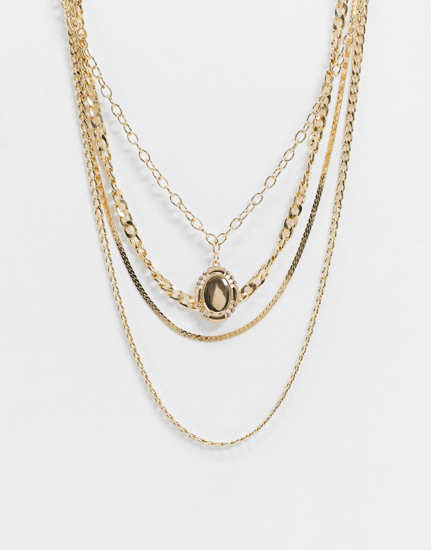 Pieces - Gelaagde halsketting met hanger in goud