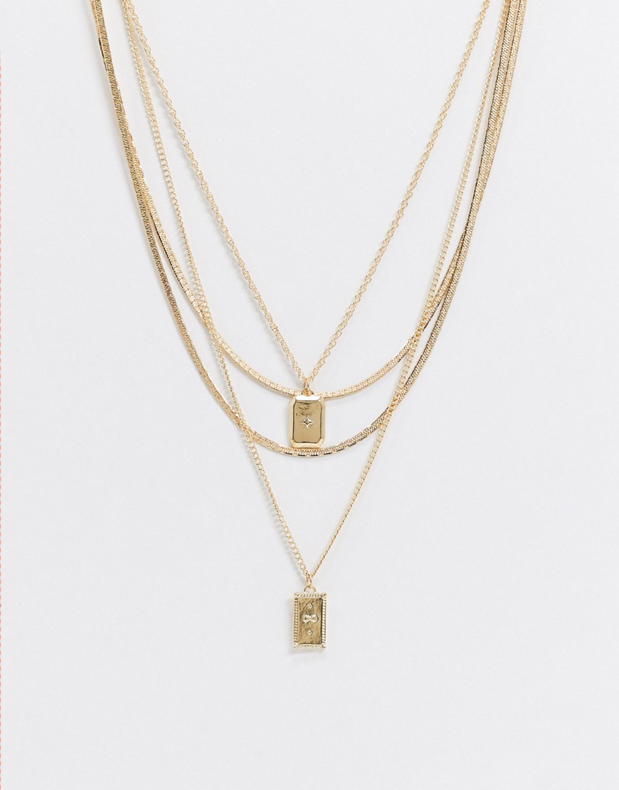 Pieces - Gelaagde ketting met hangers in goud