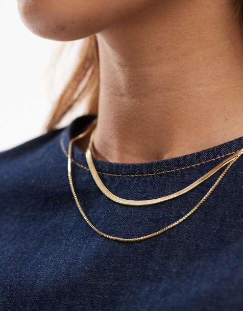 Pieces - Gelaagde schakelketting in goud - view 1