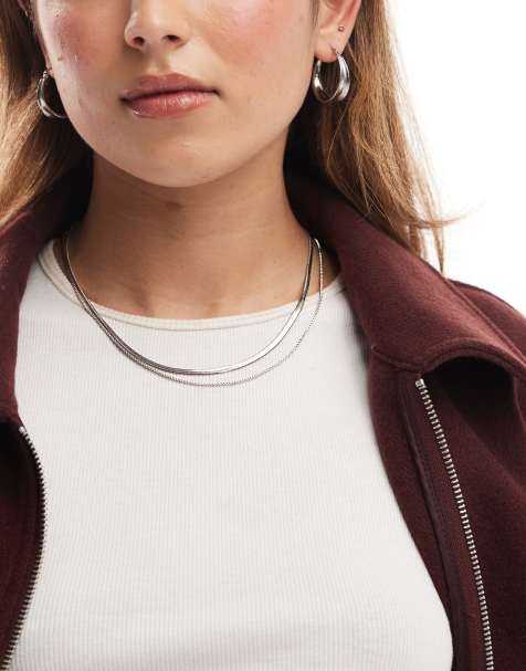 Pieces - Gelaagde schakelketting in zilver - view 1