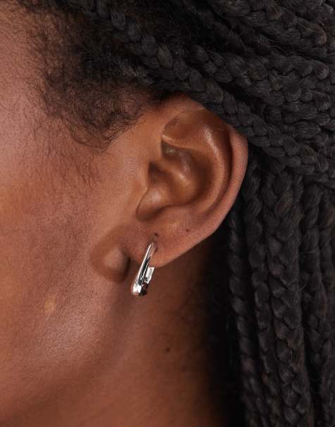 Pieces geometric hoop earrings in plated sterling silver - view 1