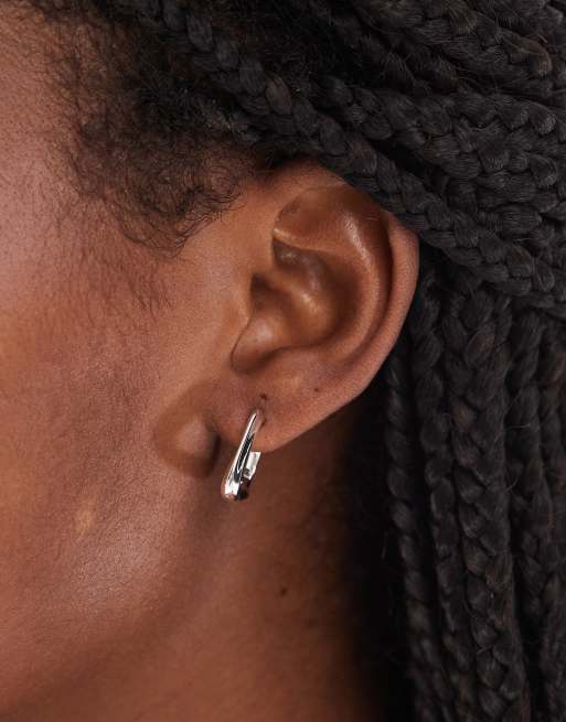 Pieces geometric hoop earrings in plated sterling silver