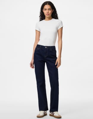 Pieces - Gerade geschnittene Jeans in Dunkelblau