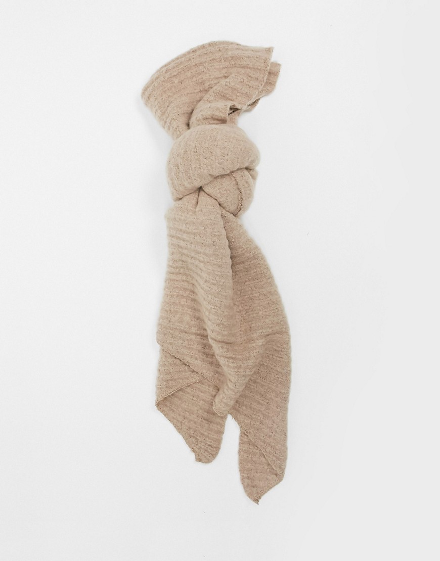 Pieces - Geribbelde extra lange sjaal in bruin-Beige