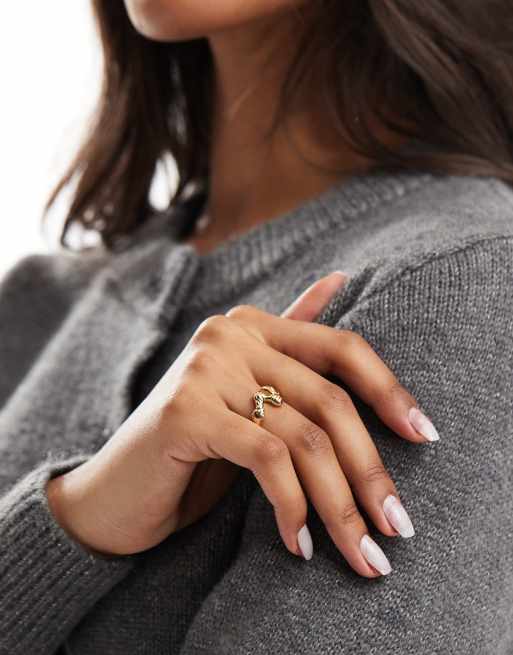 Pieces - Gesmolten golvende ring in 18k verguld, inclusief cadeauverpakking