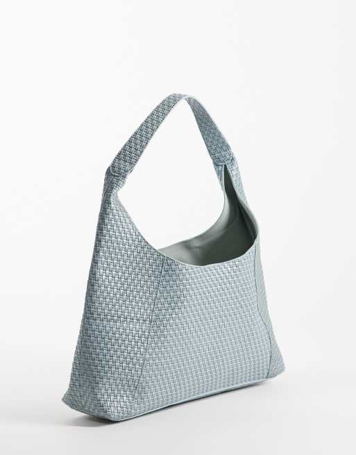 Pieces gevlochten geweven slouchy tas van imitatieleer in lichtblauw, 4 van 4