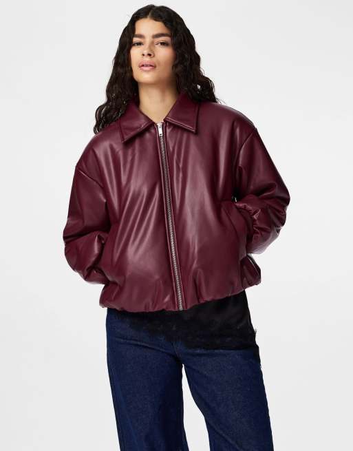 Pieces - Giacca bomber color fulvo porto