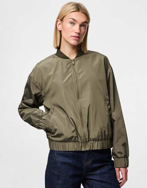 Pieces - Giacca bomber color kalamata