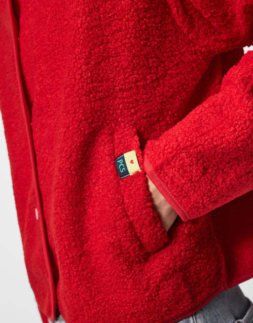 Pieces giacca teddy rosso scarlatto, 4 di 7